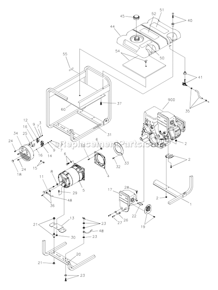 Page B Diagram and Parts List for 030255-0  Briggs and Stratton Generator